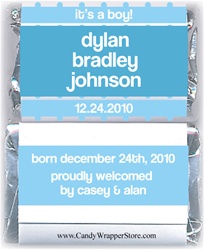 Miniature Thick Stripes Birth Announcement Candy Bar Wrapper