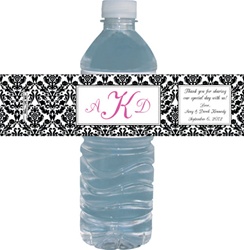 Wedding Damask Water Bottle Labels