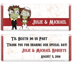 Zombie themed wedding candy bar wrapper