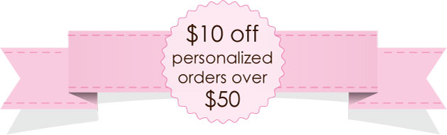 $10 off $50 personalized wrapper sale